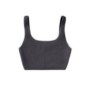 Babaton Aritzia Square Neck Sculpt Ribbed Knit Top Size Small Brown